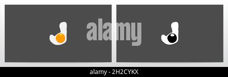 Sunny Side Up Egg On Letter Logo Design J Stock Vector