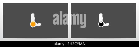 Sunny Side Up Egg On Letter Logo Design L Stock Vector
