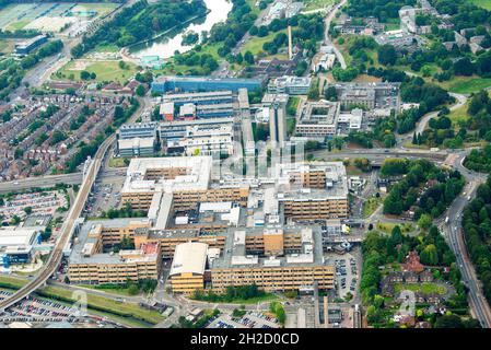 Aerial image of the Queens Medical Centre in Nottingham, Nottinghamshire England UK Stock Photo