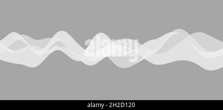 Abstract white transparent waveform or sound waves on grey background Stock Photo