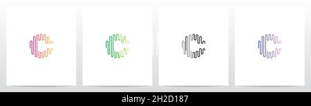 Sound Wave Lines Letter Logo Design C Stock Vector