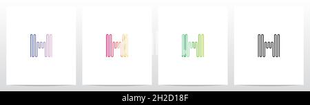 Sound Wave Lines Letter Logo Design H Stock Vector