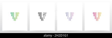 Sound Wave Lines Letter Logo Design V Stock Vector