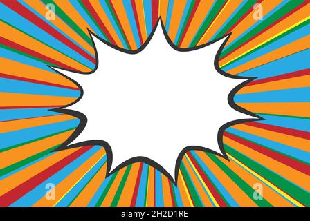burst speech bubble with copy space on colorful comic background, vector illustration Stock Vector