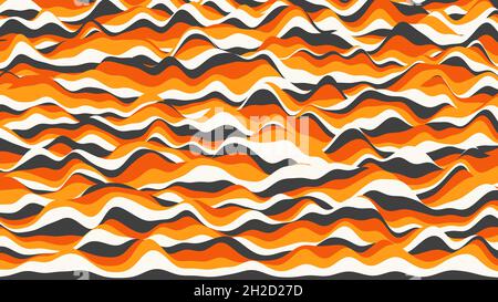 Retro orange stripes distorted backdrop. Procedural vintage ripple ...