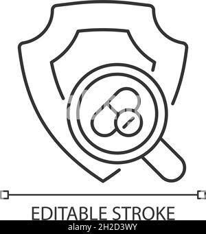 Checking safety of new drugs linear icon Stock Vector