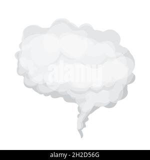 Grey cloud, smoke or fog in cartoon style isolated on white background. Weather element, fluffy bubble. Vector illustration Stock Vector