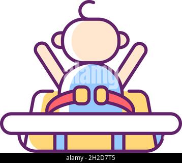Buckle safety strap in grocery cart RGB color icon Stock Vector