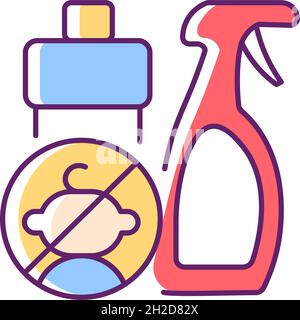 No access to cleaning materials RGB color icon Stock Vector