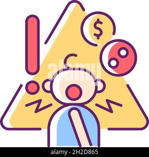 No access to coins, buttons and safety pins RGB color icon Stock Vector