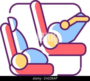 Age appropriate car safety seat RGB color icon Stock Vector