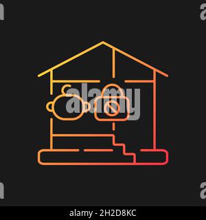 Lock basement door gradient vector icon for dark theme Stock Vector