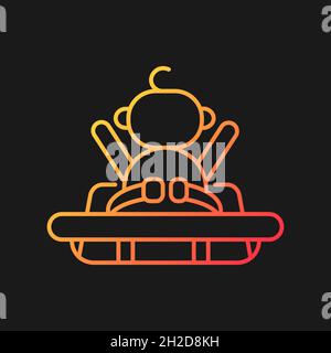 Buckle safety strap in grocery cart gradient vector icon for dark theme Stock Vector
