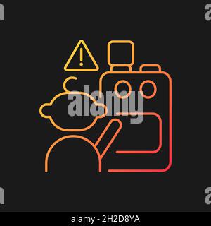 Child and cooking appliances gradient vector icon for dark theme Stock Vector