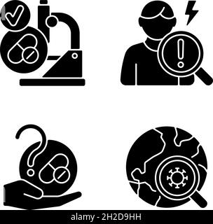 Clinical study black glyph icons set on white space Stock Vector Image ...