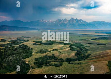 Early morning storm clouds over Grand Teton National Park, Wyoming. Stock Photo