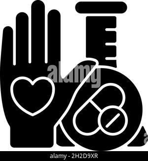 Human volunteer research black glyph icon Stock Vector