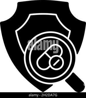 Checking safety of new drugs black glyph icon Stock Vector