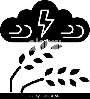 Adverse weather black glyph icon Stock Vector