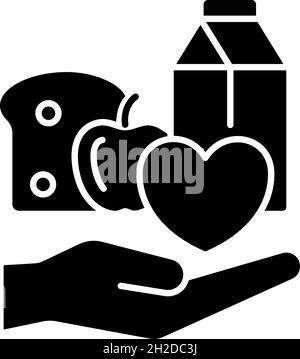 Food donation black glyph icon Stock Vector