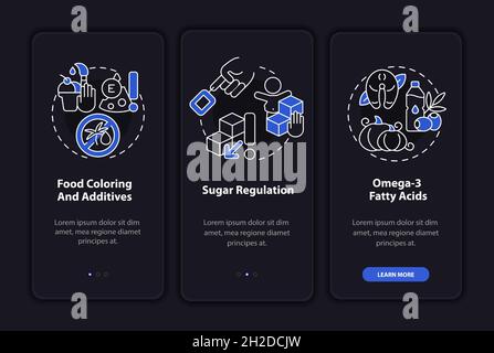Diet for people with ADHD onboarding mobile app page screen Stock Vector