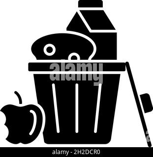 Food misuse black glyph icon Stock Vector