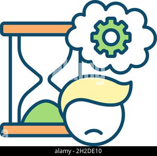 Struggling to meet deadlines RGB color icon Stock Vector
