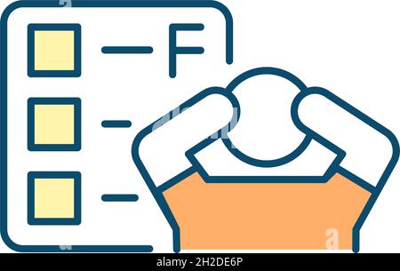 Getting bad grades in school RGB color icon Stock Vector