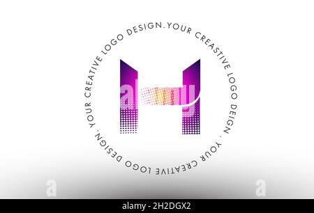 H Dots Letter Logo. H Letter Design Vector Icon Illustration with Dots. Stock Vector