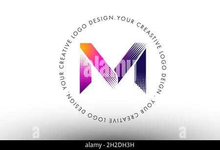 M Dots Letter Logo. M Letter Design Vector Icon Illustration with Dots. Stock Vector