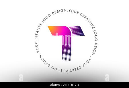 T Dots Letter Logo. T Letter Design Vector Icon Illustration with Dots. Stock Vector