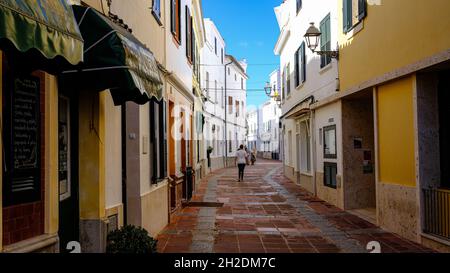 Alleyway in Es Mercadal, Menorca, Balearic Islands, Spain Stock Photo