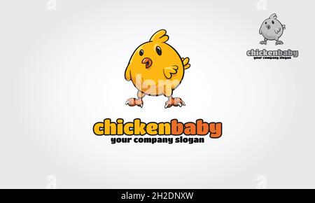 Chicken Baby logo template. Funny cartoon chicken illustration. Stock Vector