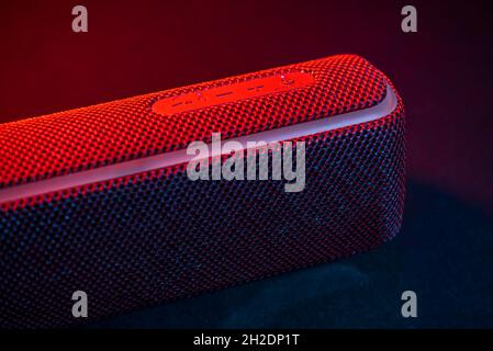 Portable bluetooth speaker at night Stock Photo