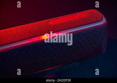 Portable bluetooth speaker at night Stock Photo