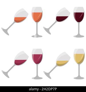 Premium Vector  Wine glasses types, white and red wine drink cups