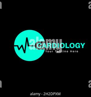 Cardiology medical health care pharmacy logo and symbols. Stock Vector