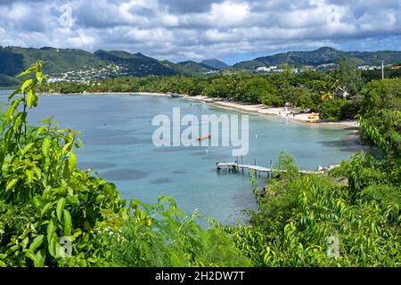 View over Le Marin bay and beach seen from Sainte-Anne on the south side of the French island of Martinique in the Caribbean Sea Stock Photo