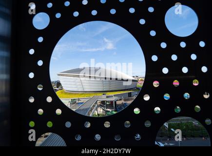 Glasgow, Scotland, UK. 21st October 2021. Final preparations underway at the site of the UN Climate Change Conference COP26 to be held in Glasgow from Oct 31st. Pic; The Ovo Hydro is a venue for COP26.  Iain Masterton/Alamy Live News. Stock Photo