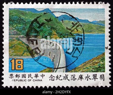 CHINA - CIRCA 1987: a stamp printed in the China shows Hsintien stream, reservoir, circa 1987 Stock Photo