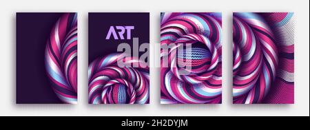 Trendy minimal poster. Graphic modern liquid cover. 3d fluid creative background. Music abstract background. Gradient technology pattern. Stock Vector