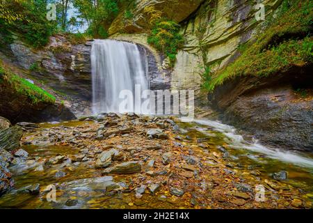 Looking Glass Falls in Pisgah National Fores near Brevard, NC. Stock Photo