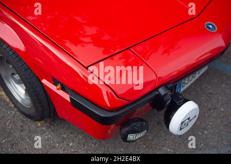 Reocin, Cantabria, Spain - October 2, 2021: Exhibition of classic vehicles. The Fiat Bertone X1 / 9 is a sports car produced by the Italian manufactur Stock Photo