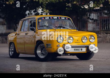 Reocin, Cantabria, Spain - October 2, 2021: Exhibition of classic vehicles. The Renault 8 was produced by the French Renault factory during the 1960s Stock Photo