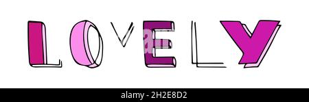 Lettering for Happy Valentines Day. Lovely vector illustration.  Stock Vector
