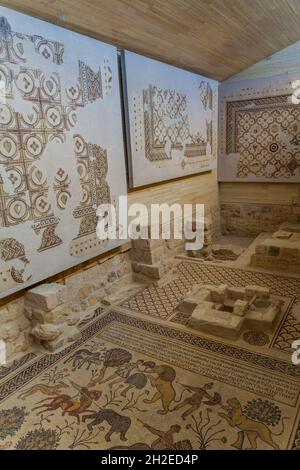 MOUNT NEBO, JORDAN - MARCH 21, 2017: Interior of the Moses Memorial church at the Mount Nebo mountain. Stock Photo