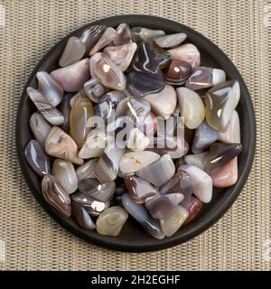 Natural Agate, various types and color, gems mineral collection as nice natural background top view Stock Photo