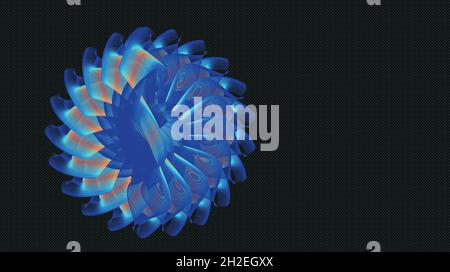 Logo design isolated on black background.Geometric shape made of green and blue lines. Vector art. illustrator eps 8 Stock Vector