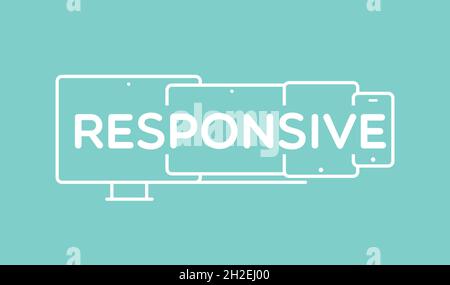 Responsive design. Mobile devices with the word "Responsive" in the middle. Vector illustration, flat design Stock Vector