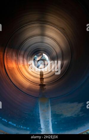 hollow large iron sewer pipes Stock Photo